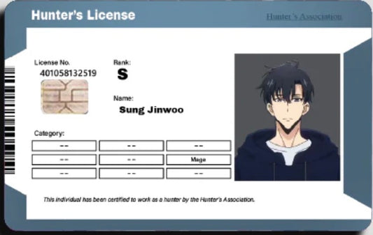 Solo Leveling Sung Jinwoo S Rank Hunter's License Card Skin